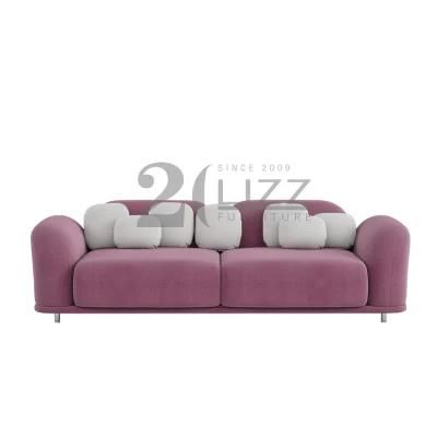 Exclusive High Quality Contemporary Leisure Home Furniture Italian Design Living Room Lovely Decor Pink Fabric Sofa