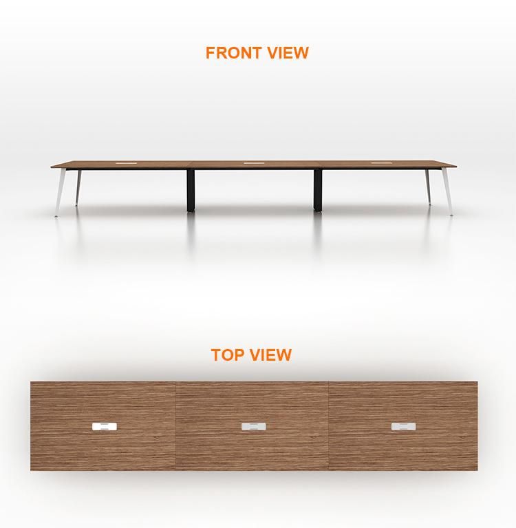 10 Person Meeting Table Modern Design Office Furniture Wooden Conference Table with Metal Frame