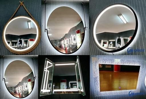 Horizontal or Vertical Hanging Round Corner Wall Mirror for Bathroom with Black Metal Frame Decorative Mirrors for Living Room and Bedroom