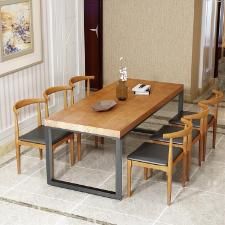 China Customized 1 Table 6 Chairs Combination Solid Wood Furniture