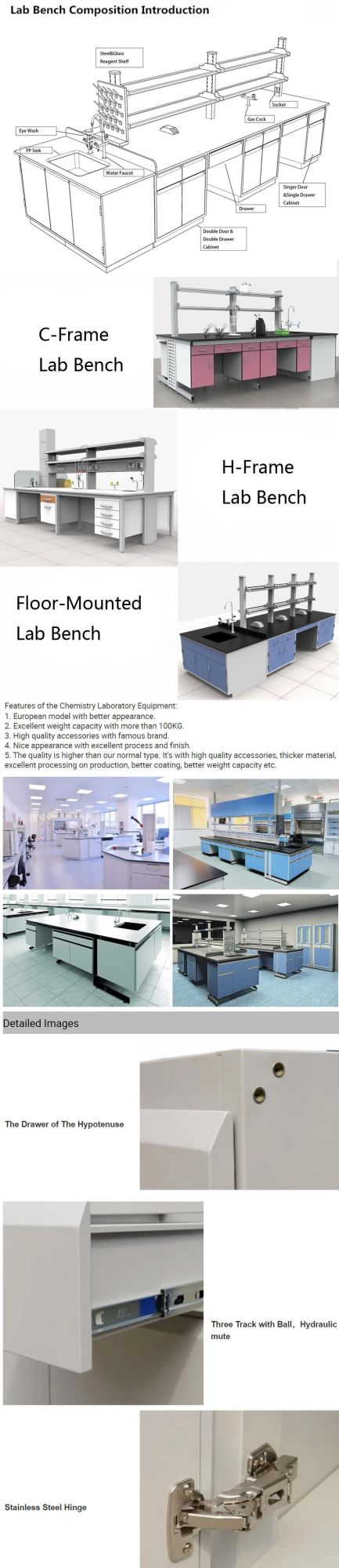 Factory Cheap Price Pharmaceutical Factory Steel Lab Bench, Factory Mode Hospital Steel Lab Furniture