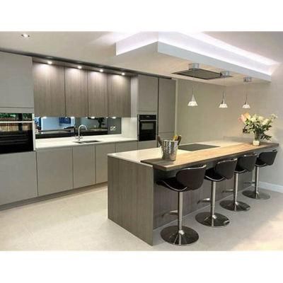 Handleless Light Gray Glossy Storage Cabinets Kitchen Furniture Design Kitchen Cabinet