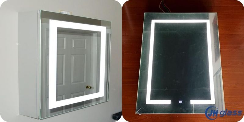 Single Door LED Wall Mount Mirrored Lighted Medicine Cabinet with Vanity Featuring Adjustable Tempered Glass Shelves