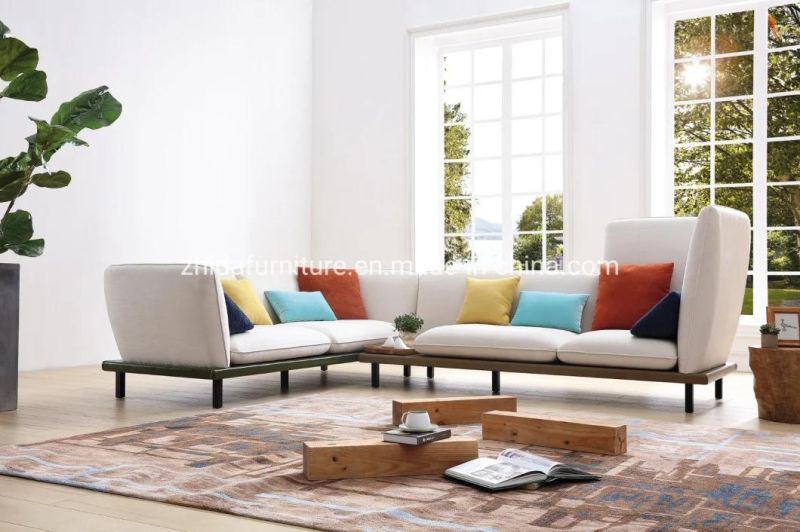 High-End Modern Home Furniture Lobby Sofa Set Reception Living Room Solid Wood Leg Modular L Shape Sectional Fabric Sofa Furniture for Villa and Apartment