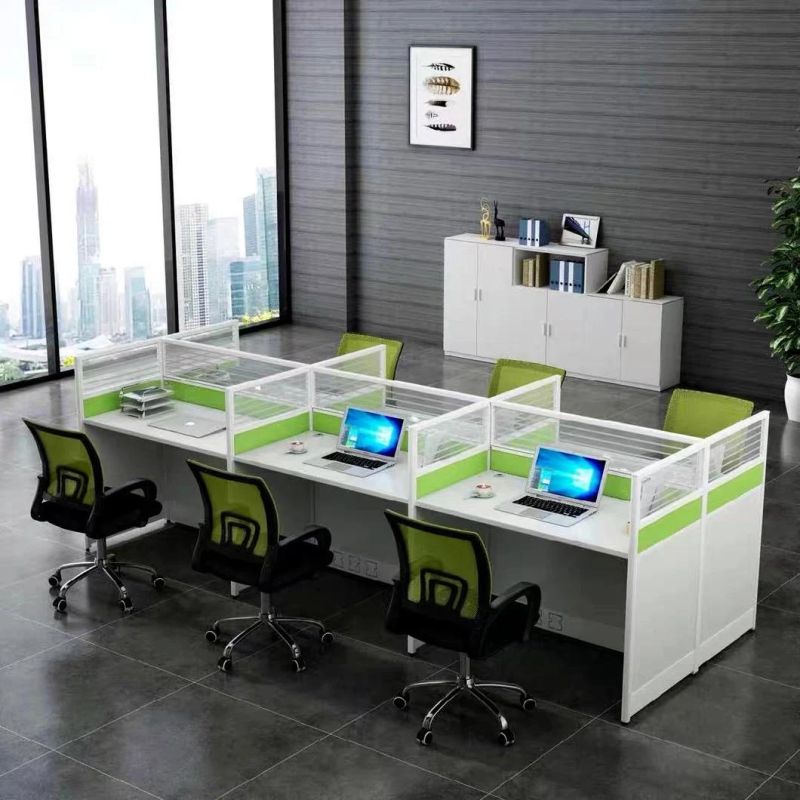 Modern Green Divider Stright Line Desk Workstation Office Furniture