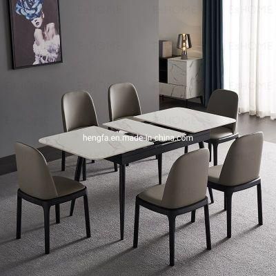 Modern Restaurant Stainless Steel Marble Extension Rectangular Dining Table