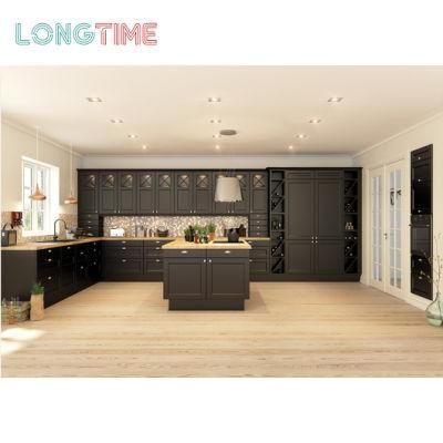 Customized Black Lacquer Modern European Ready Assembled Modular Designs Flat Pack Set Furniture Hampter Door Kitchen Cabinets