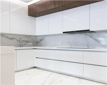 Modern L Shaped Modular Waterproof White Lacquer Kitchen Cabinet