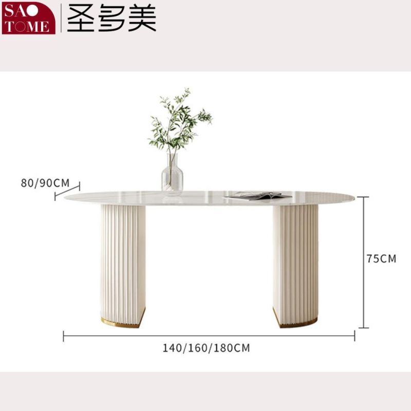 Modern Rock Furniture PU Leather Facing Dining Table