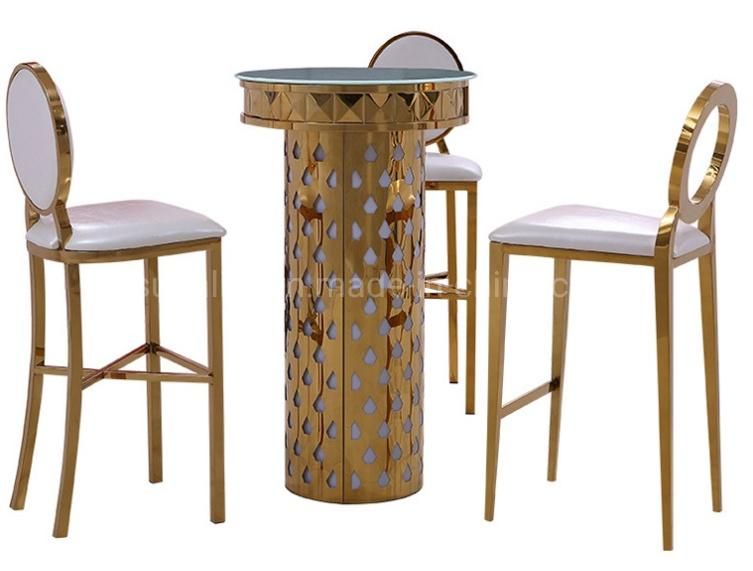 New Design Metal Gold Bar Height Cocktail Table with Stools