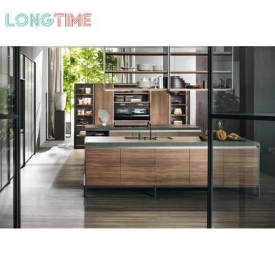 Customizable Conveniently Store Cabinets Without Doors Simple Veneer Finish Kitchen Cabinets (KV11)