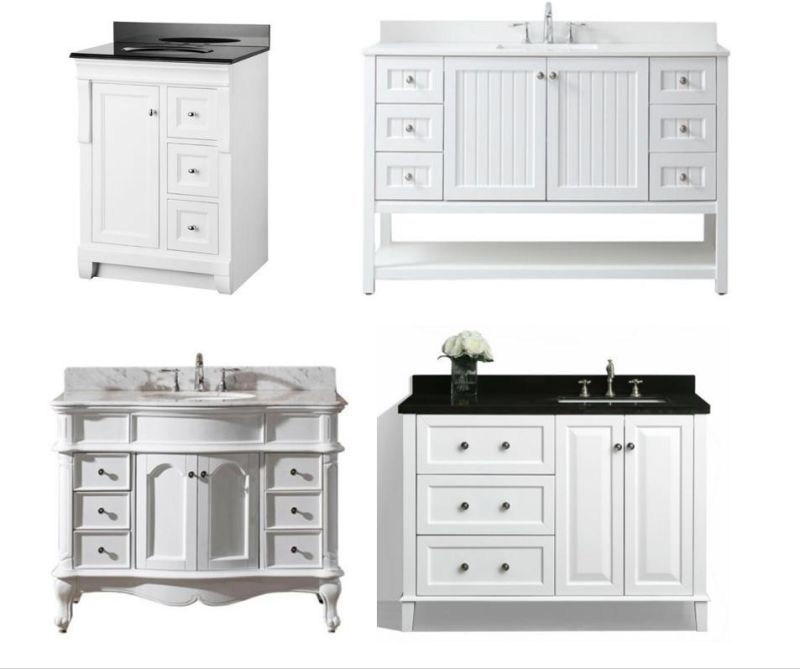 Solid Wood White Single Sink Bathroom Vanity Cabinet Set