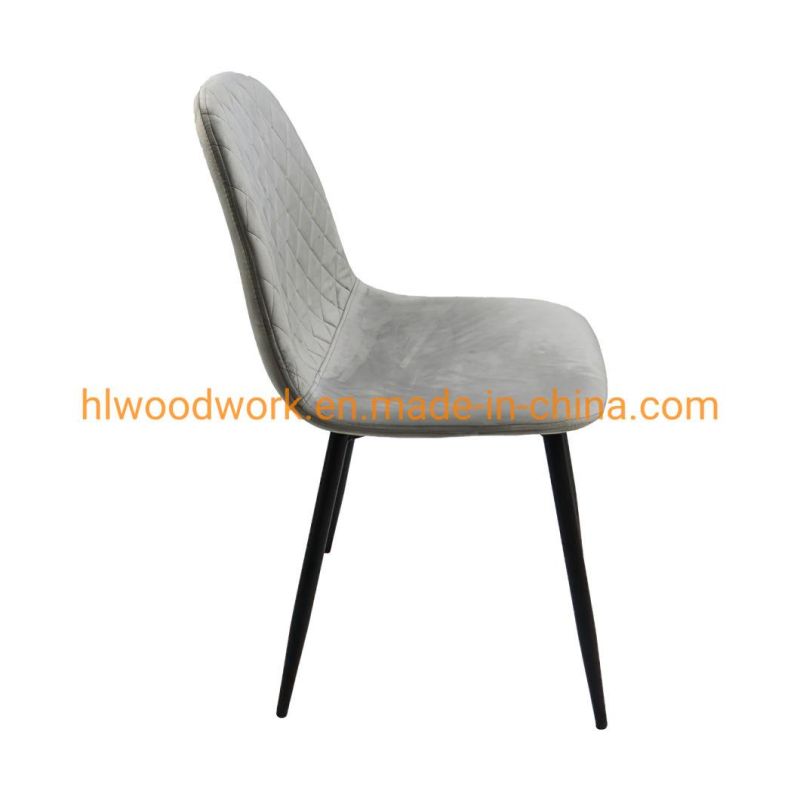 Factory Manufacturer New Design Dining Room Furniture Modern Restaurant Comfortable Sedie Accent Metal Legs Brown Dining Room Velours Chair