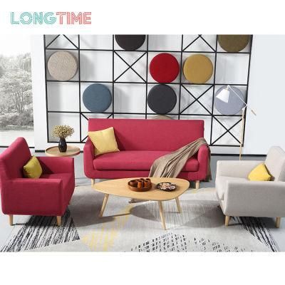 Hot Sale Modern Design Wooden Frame Leather Fabric Sofa with 3 Seats