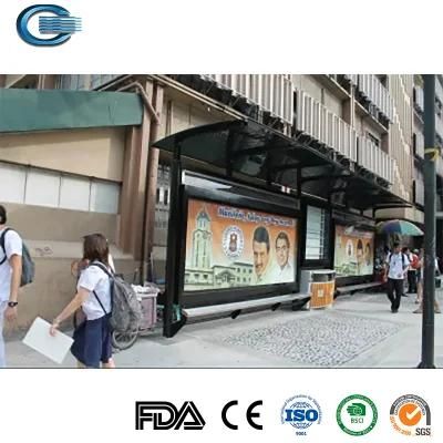 Huasheng Garden Bus Shelter China Outdoor Shelter Manufacturer Modern City Public Stainless Steel Bus Stop Smart Bus Shelter