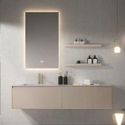 China Wholesale Modern Pink Metal Luxury Bathroom Vanity with Special Countertop