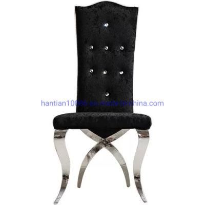 Cross Decorate Stainless Steel Feet Modern High Back Armless Dining Chairs