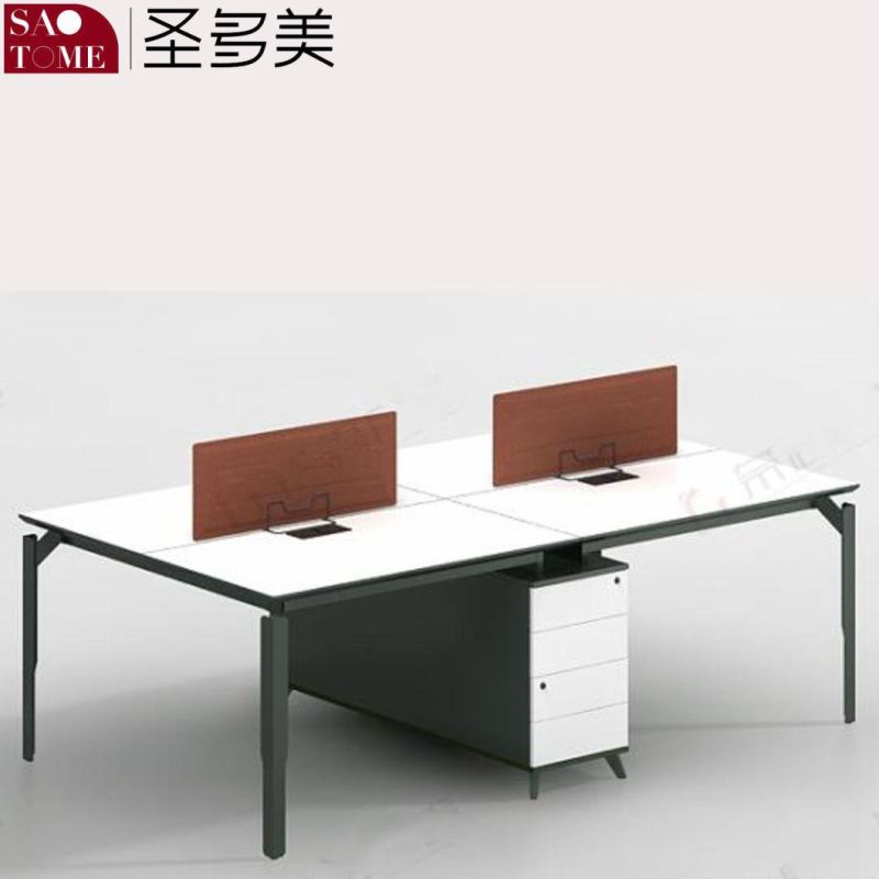 Set of Four-Person Desks with Cabinets in Office Furniture