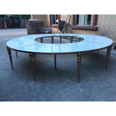 Half Table Luxury Hotel Banquet Wedding Rose Gold Stainless Steel Round Dining Table