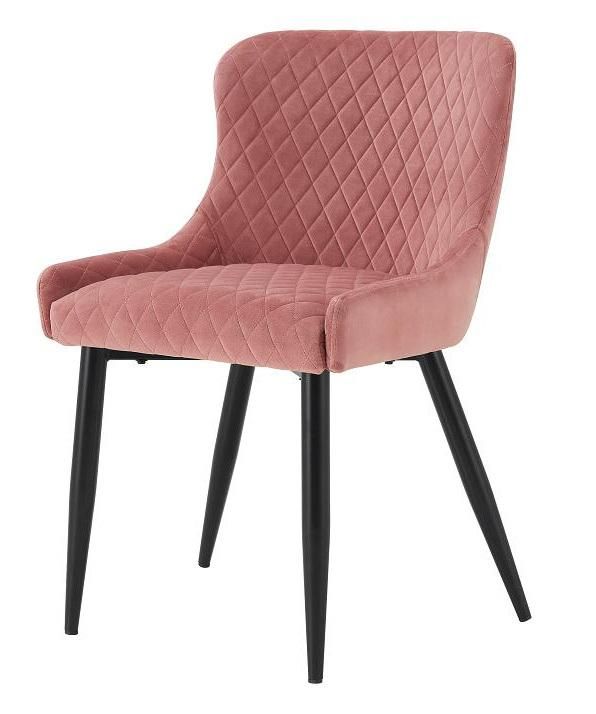 Modern Furniture Hot Sale Velvet Fabric Black Metal Legs Dining Room Chair