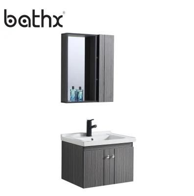 Modern Style Bathroom Wood Cabinet with Ceramic Basin Mirrored Capacious Storage Space Bathroom Vanity Cabinet