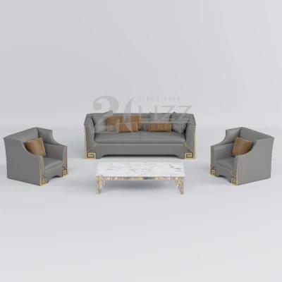 Contemporary Design Simple Style Home Furniture Living Room Genuine Leather Sofa Set with Coffee Table