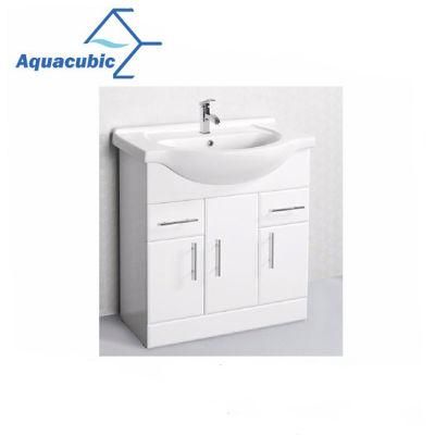 Aquacubic Top Selling Australian New Zealand European Style MDF PVC White Modern Style Bathroom Furniture Cabinet Vanity