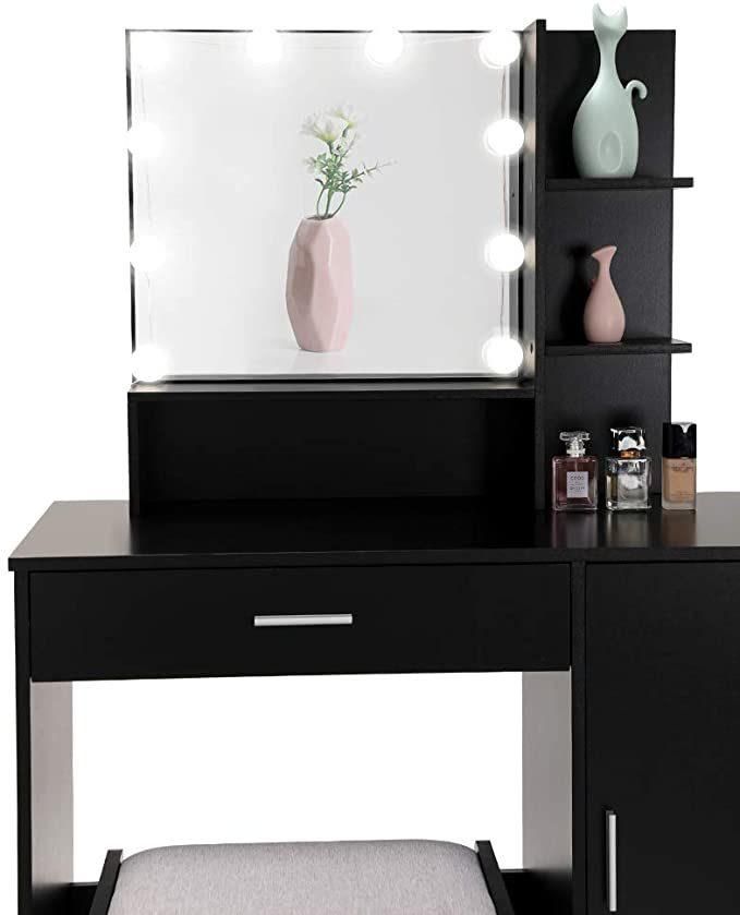 Nova Modern Girl Wood Furniture Mirror Dressing Table with LED Lights