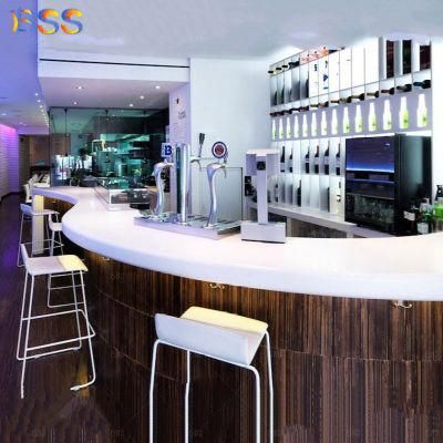 Amazing White Corian Curved Arc Shaped Home Bar Counter