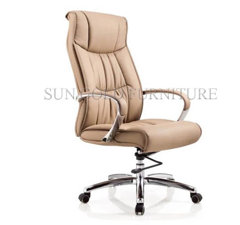 (SZ-OC137) Foshan Professional Middle Back Conference Visitor Chair Without Wheels Black Leather Office Chair
