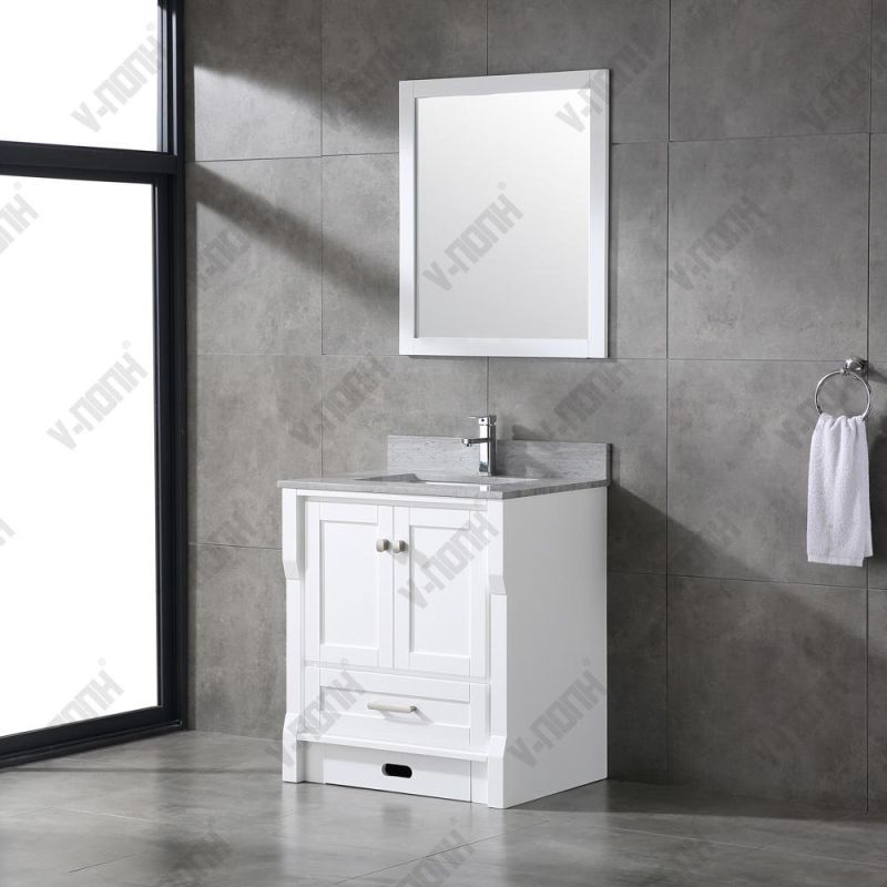 Modern Solid Wood Single Sink White Bathroom Storage Furniture