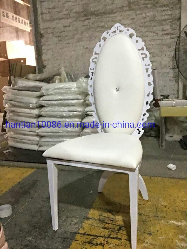 White Cushion Flower Back Hot Selling White Louis Chair for Wedding Banquet Restaurant