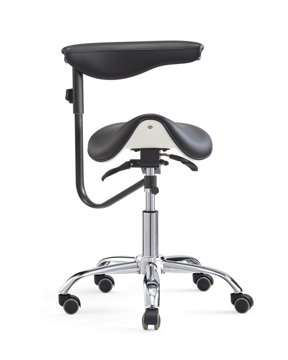 Ergonomic Saddle Chair - Comfortable Saddle Stool with Wheels - Swivel Salon Cutting Stool