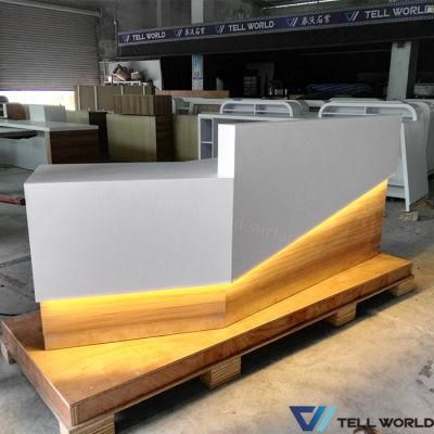 Professional Manufacture White Gloss LED Reception Desk Modern