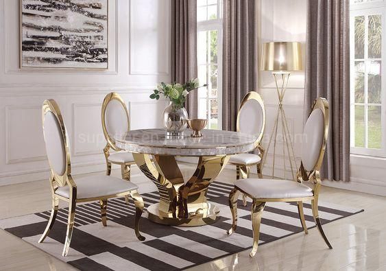 China Wholesale Embedded Crystal Frame Artificial Marble Dinner Table