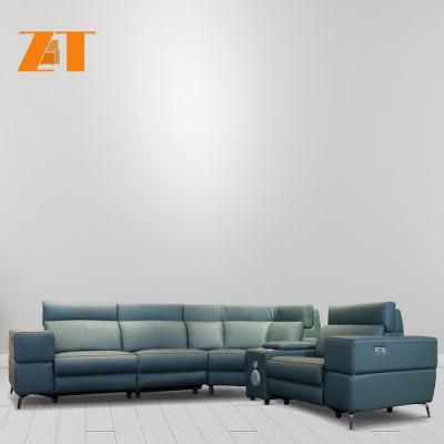 Modern Design I Shape Has Music to Play Recliner Sofa Set USB Charge Genuine Leather Sofa for Living Room Home Furniture