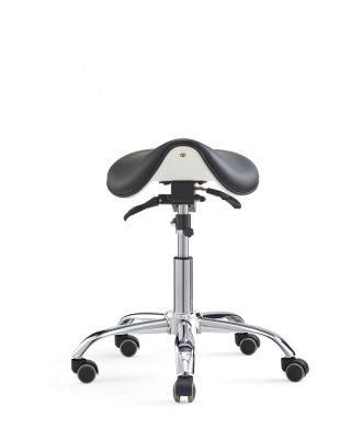 Ergonomic Saddle Chair - Comfortable Saddle Stool with Wheels - Swivel Salon Cutting Stool