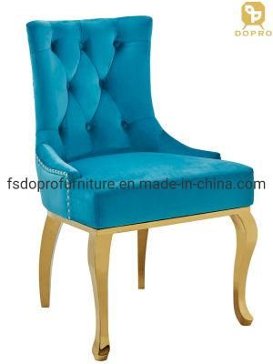 Europe&prime;s Best Selling Pull Brass Nail Pull Velvet Linen Synthetic Leather Hotel Dining Chair