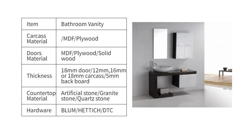 Modern Laminated Wall Mounted Bathroom Furniture Cabinets Mirror Vanity with Integrated Basin