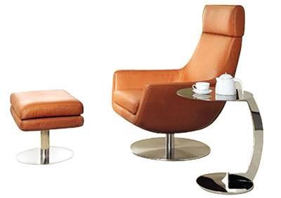 Soft Fabric Lounge Chair with Stainless Steel Round Base