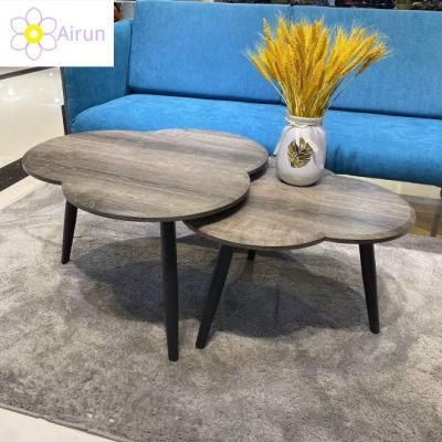 Modern Furniture Set Round Metal Combined MDF Wood Side End Coffee Table