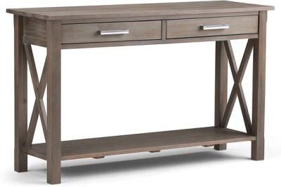 Grey Finish Big X Design Console Table Desk with 2 Drawer