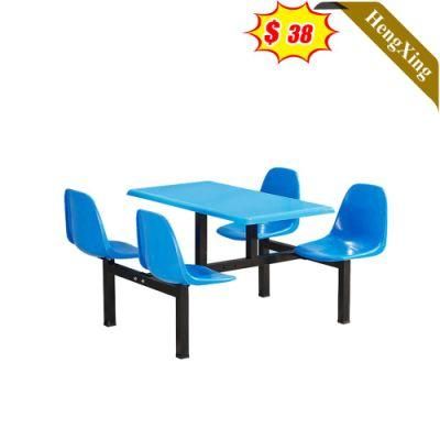 School Restaurant Wholesale Light Blue Color Plastic Table for Four People Dining Table with Chair