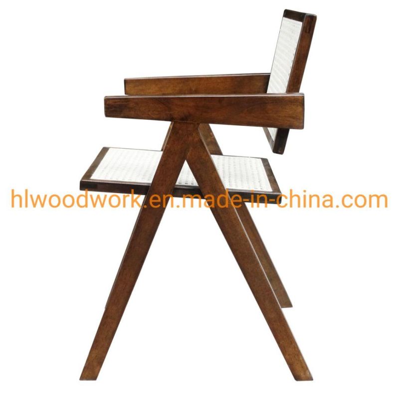 Retro Solid Wood Rattan Chair Nordic Modern Solid Wood Dining Chairs Wood Rattan Chair Cafe Armchair Living Room Balcony Lounge Chair Dining Chair