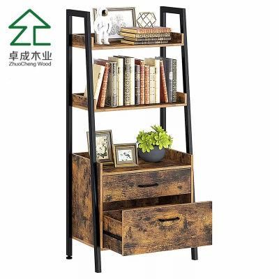 Safe Walnut Commercial Stair Wooden Cube Bookcase with Doors