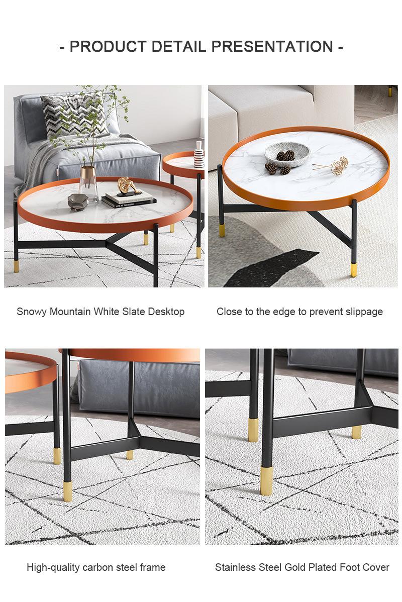 Industrial Style Iron Frame Living Room Furniture Marble/Glass Coffee Table