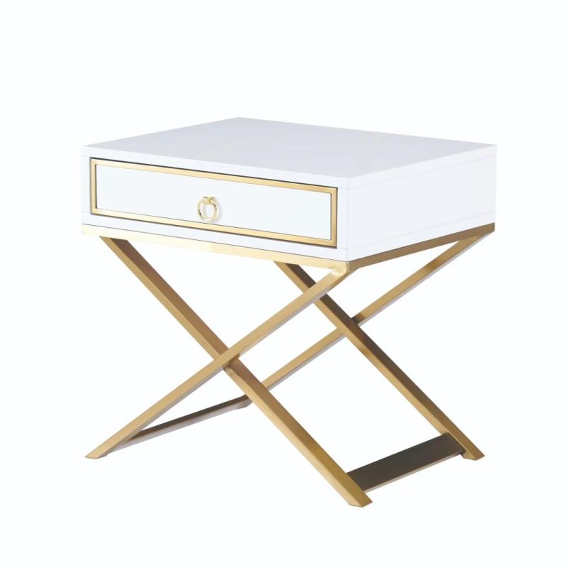 Bedroom Furniture Luxury Design Stainless Steel Leg Bedside Table