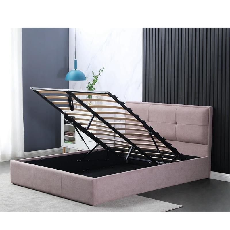 Luxury Bedroom Fabric King Size Storage Platform Designer Queen Double Bed