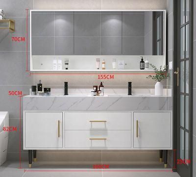 New Design Floor Standing Bathroom Cabinet with Rock Plate Sink Bathroom Vanity with Factory Price
