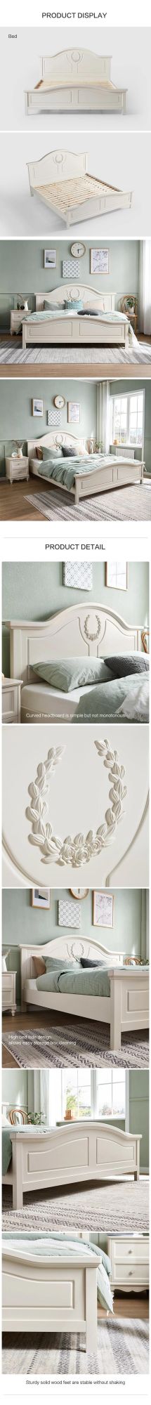 Linsy Modern White Wood Beds Bedroom Furniture Set Bd4a